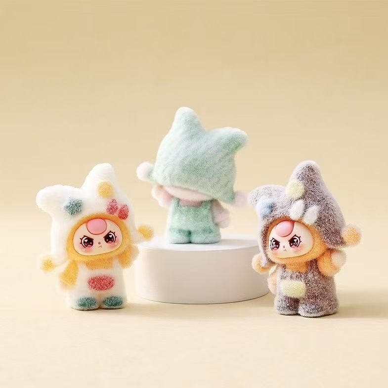 Flocked doll cute figurine, cartoon adorable desktop decoration, trendy toy figure, creative gift, wholesale
