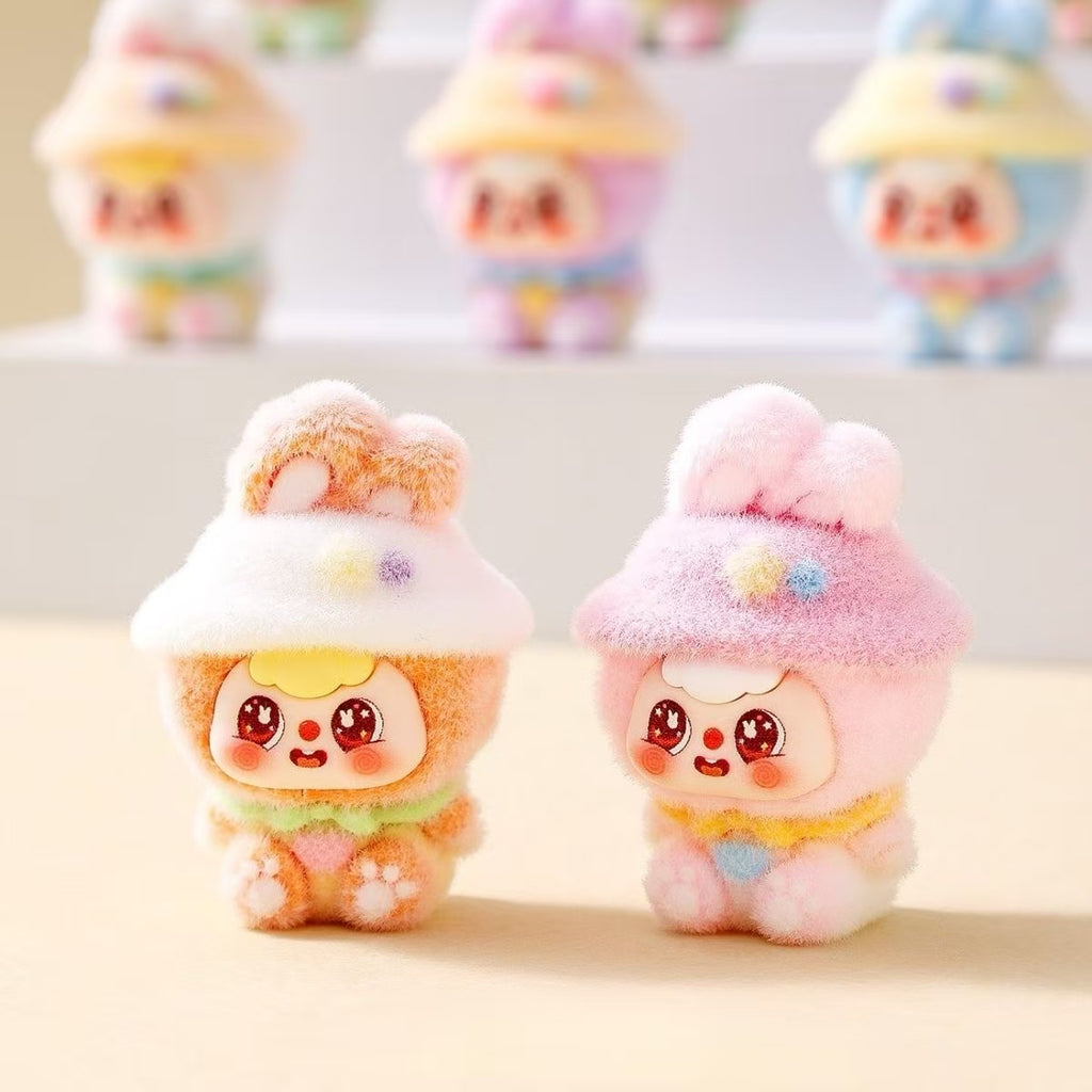 Flocked Star Hat Little Bunny Cute Figurine, Adorable Rabbit, Desktop Decoration, Trendy Toy Doll, Creative Gift, Wholesale