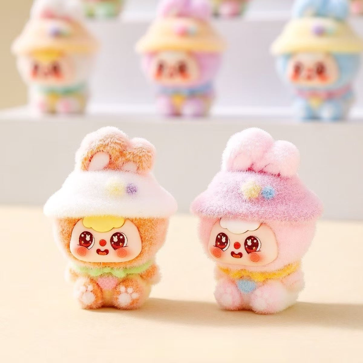 Flocked Star Hat Little Bunny Cute Figurine, Adorable Rabbit, Desktop Decoration, Trendy Toy Doll, Creative Gift, Wholesale