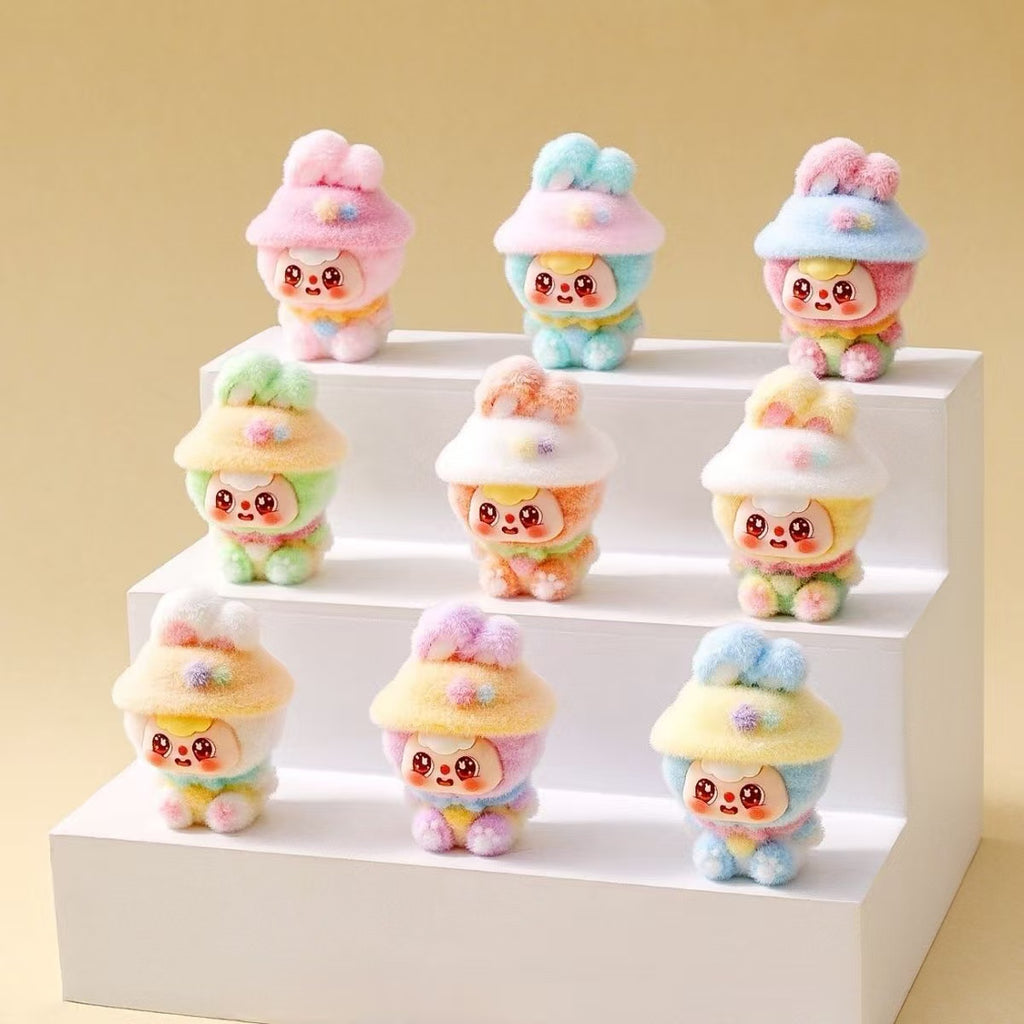 Flocked Star Hat Little Bunny Cute Figurine, Adorable Rabbit, Desktop Decoration, Trendy Toy Doll, Creative Gift, Wholesale