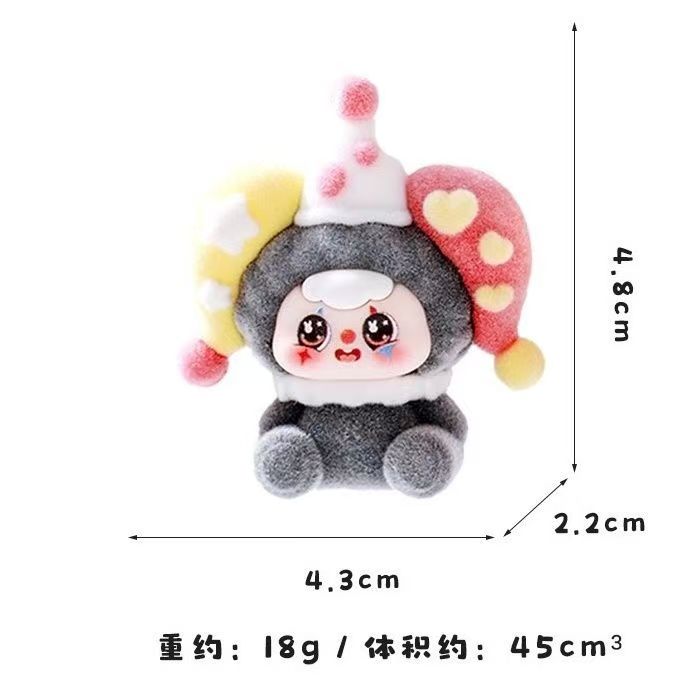 Flocked Clown Circus Cute Figurine, Cartoon Adorable Desktop Decoration, Trendy Toy Doll, Creative Gift, Wholesale