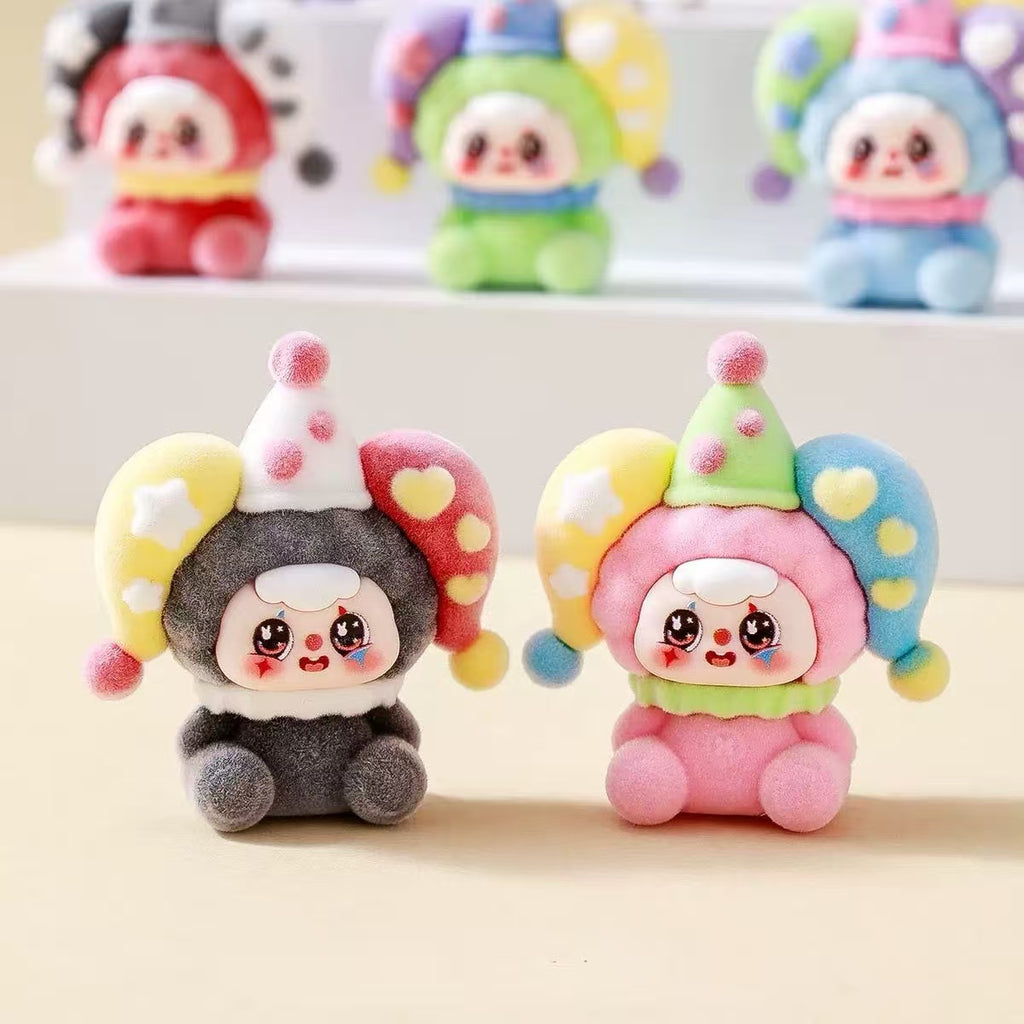 Flocked Clown Circus Cute Figurine, Cartoon Adorable Desktop Decoration, Trendy Toy Doll, Creative Gift, Wholesale