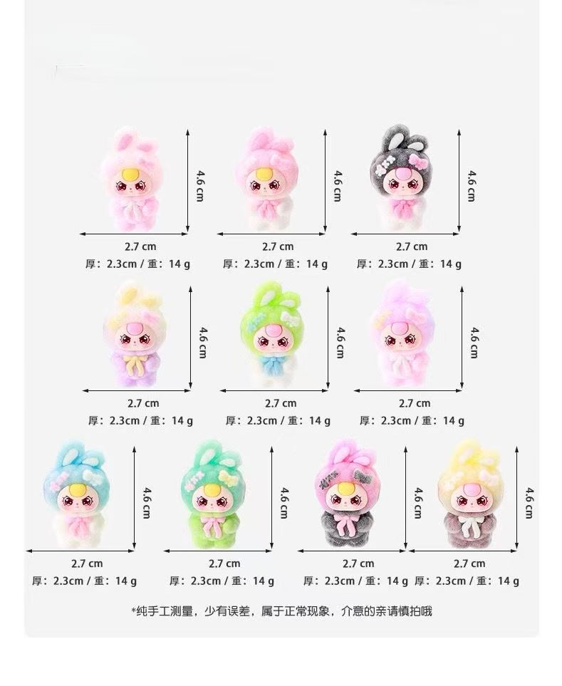 Flocked, Merry Rabbit cute figurine, cartoon adorable little bunny, desktop decoration, trendy toy figure, creative small gift