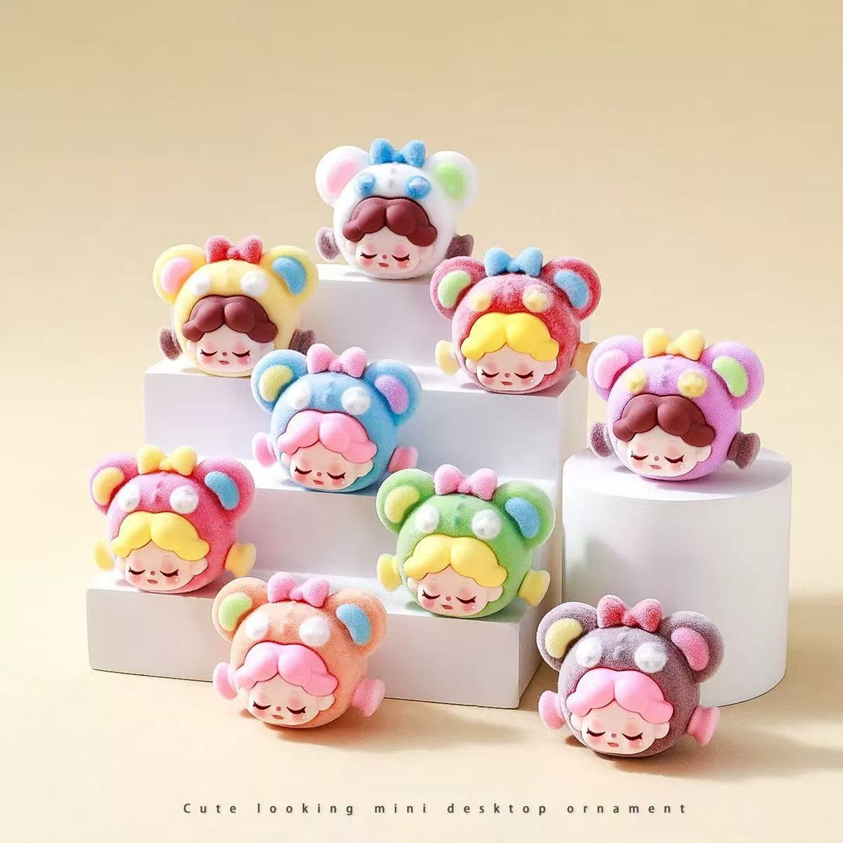 Flocked Teddy Bear Head Wendy Cute Ornament