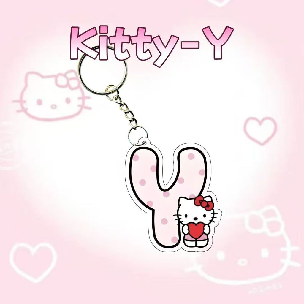 Kitty cat, letter pendant, custom name, student backpack charm, keychain accessory