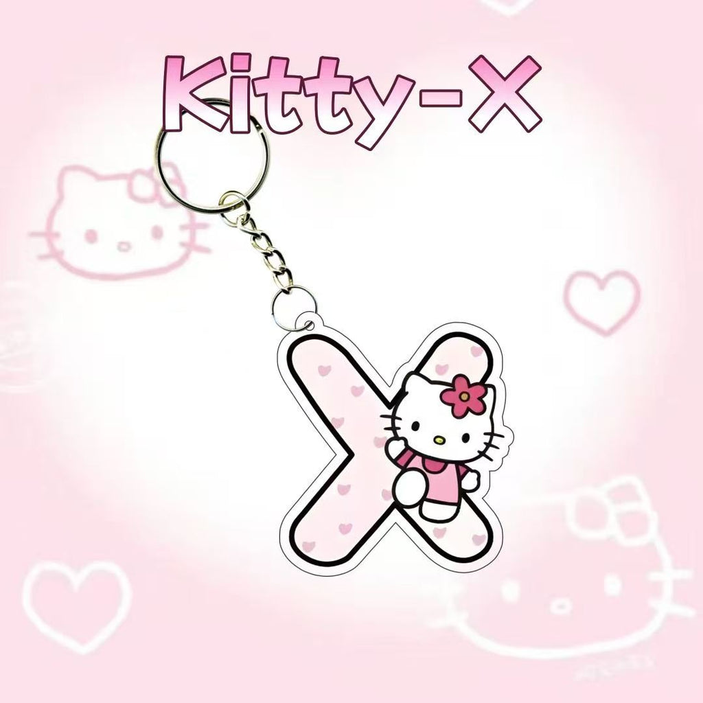 Kitty cat, letter pendant, custom name, student backpack charm, keychain accessory