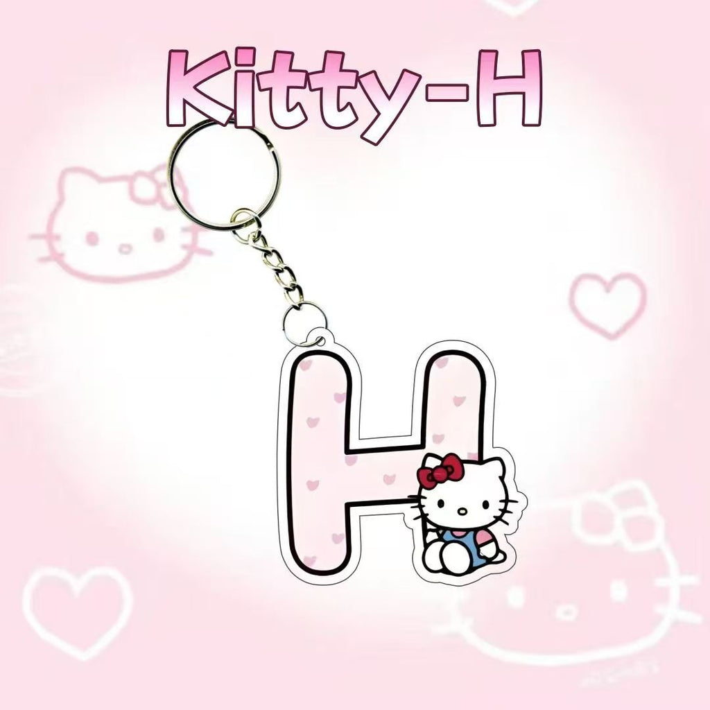 Kitty cat, letter pendant, custom name, student backpack charm, keychain accessory