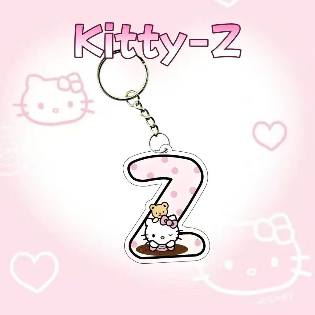 Kitty cat, letter pendant, custom name, student backpack charm, keychain accessory
