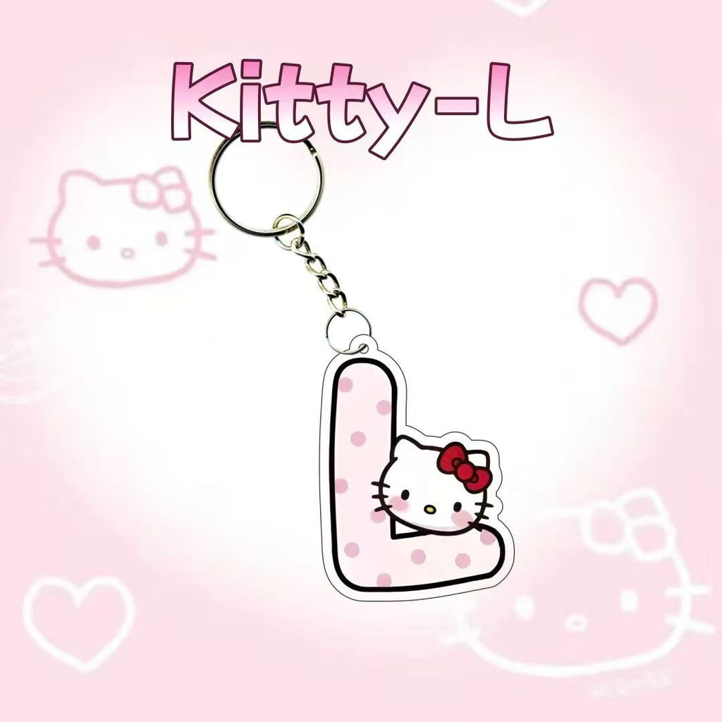 Kitty cat, letter pendant, custom name, student backpack charm, keychain accessory