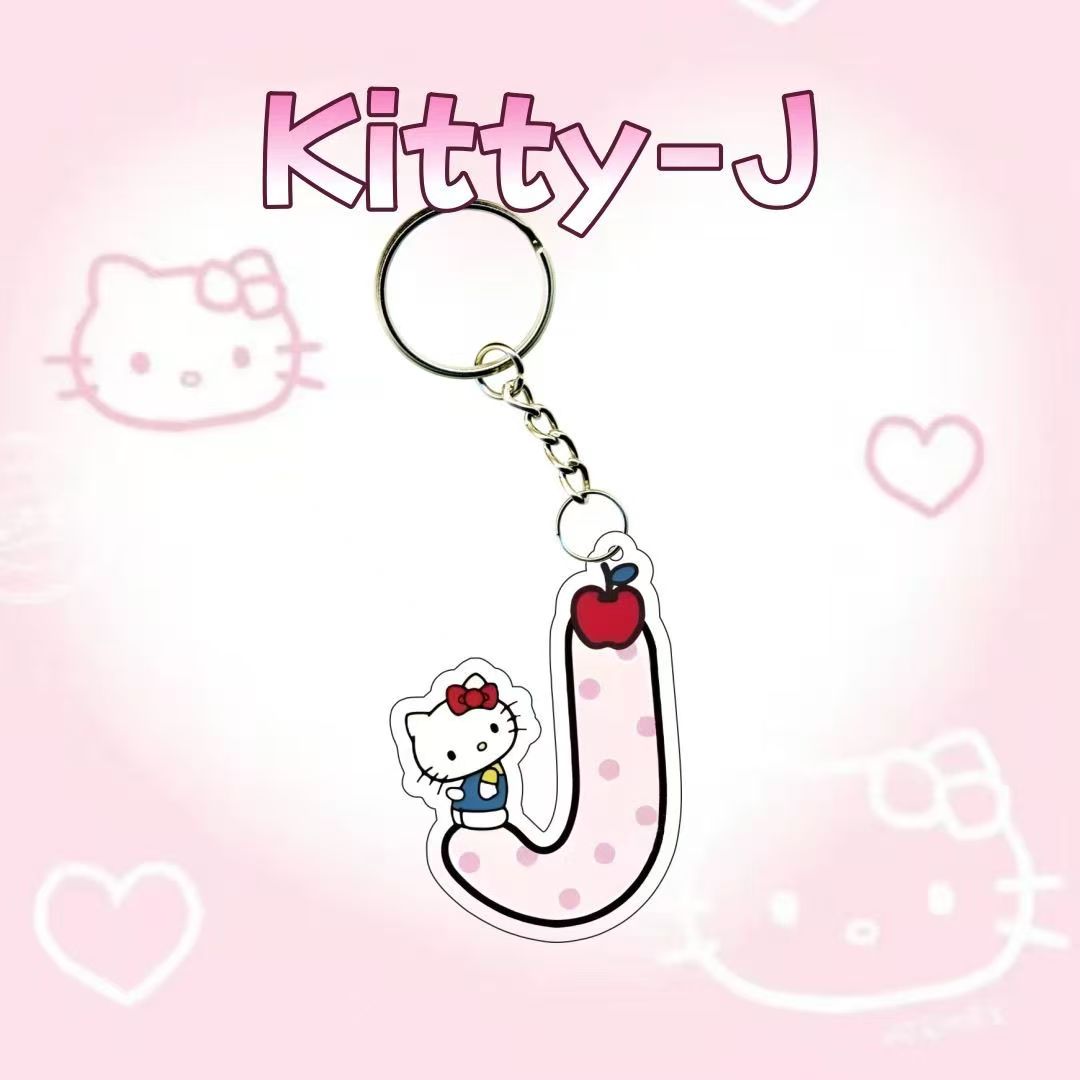 Kitty cat, letter pendant, custom name, student backpack charm, keychain accessory