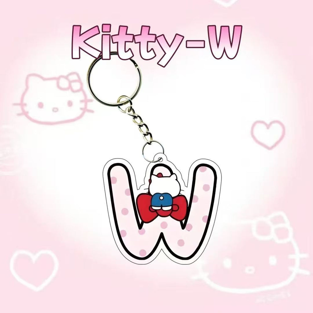 Kitty cat, letter pendant, custom name, student backpack charm, keychain accessory