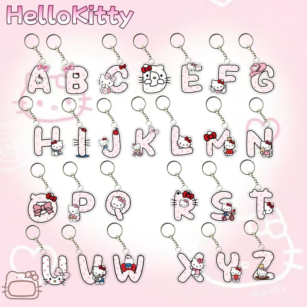 Kitty cat, letter pendant, custom name, student backpack charm, keychain accessory