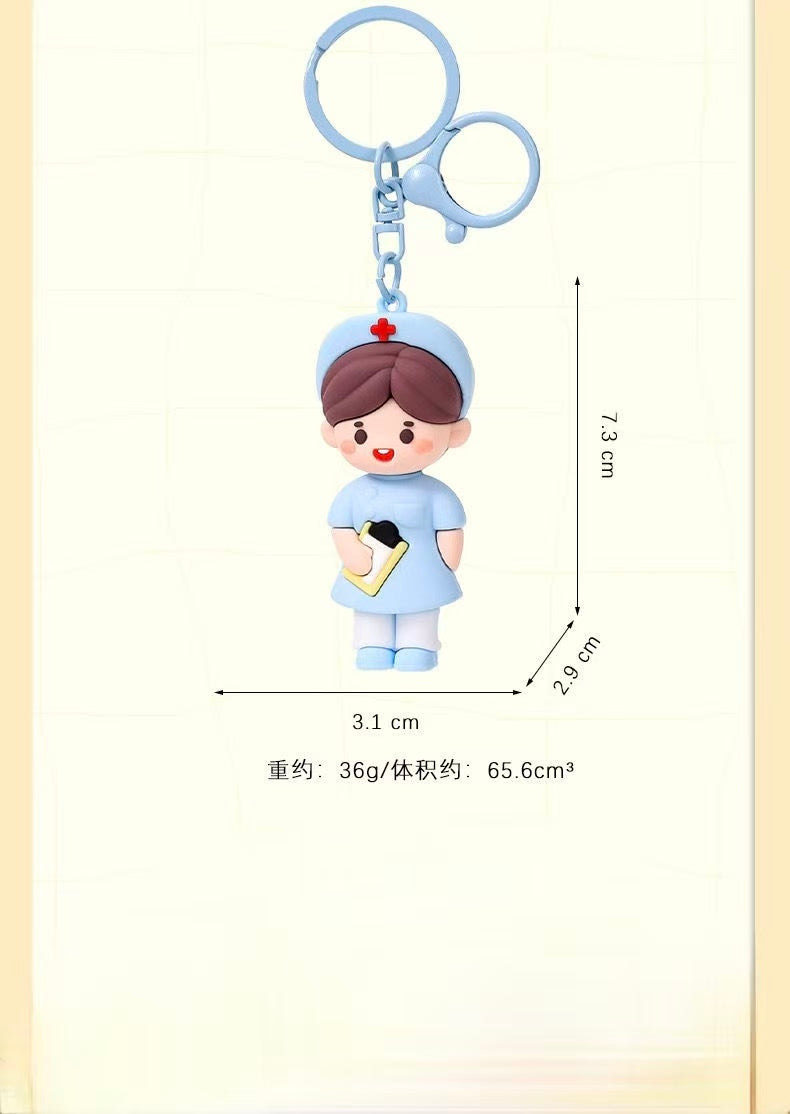 Soft silicone, nurse keychain, bag pendant, cute cartoon medical angel, 512 International Nurses Day, creative gift
