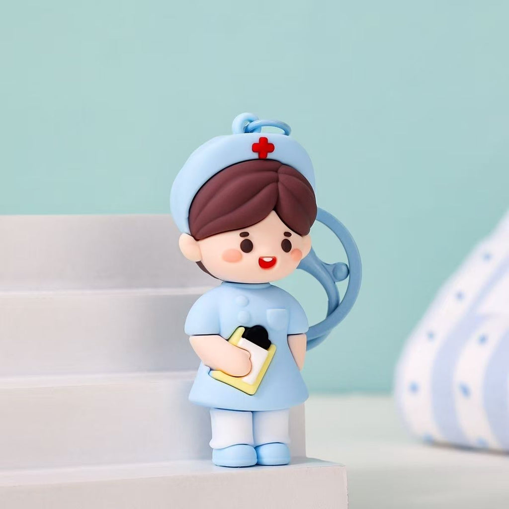 Soft silicone, nurse keychain, bag pendant, cute cartoon medical angel, 512 International Nurses Day, creative gift