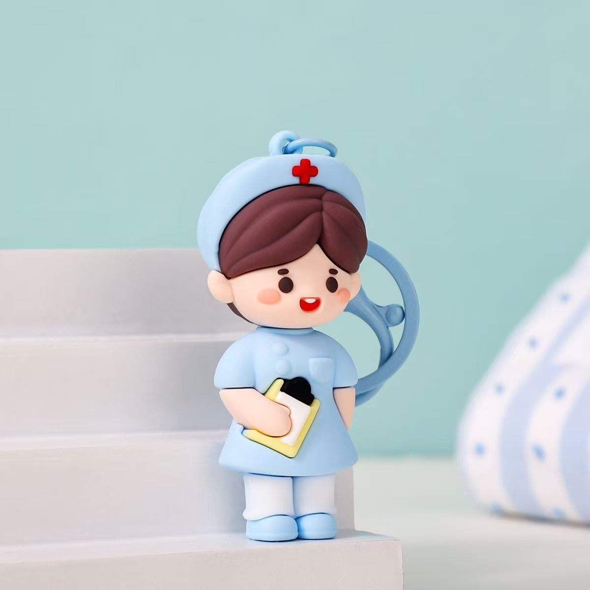 Soft silicone, nurse keychain, bag pendant, cute cartoon medical angel, 512 International Nurses Day, creative gift