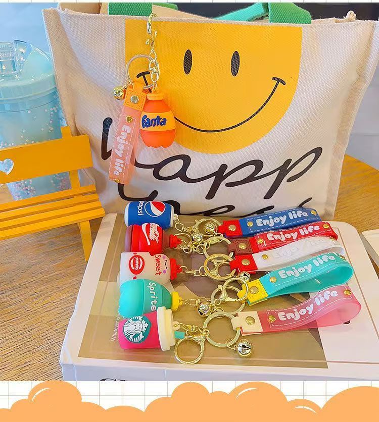 Cola, Pepsi, Coca-Cola, realistic soda can bottle, keychain ring, bag pendant