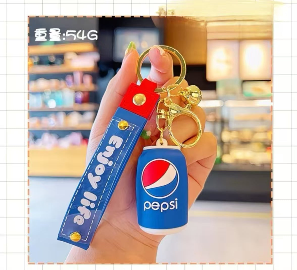 Cola, Pepsi, Coca-Cola, realistic soda can bottle, keychain ring, bag pendant