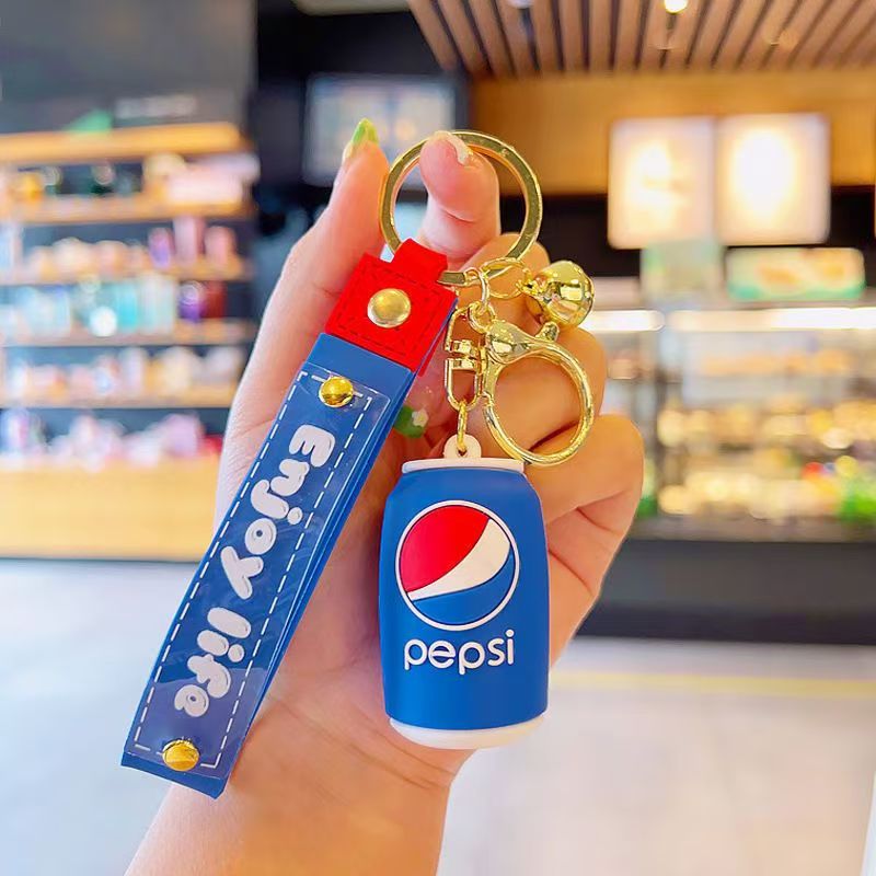 Cola, Pepsi, Coca-Cola, realistic soda can bottle, keychain ring, bag pendant