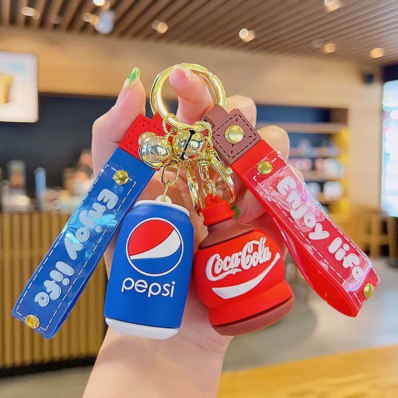 Cola, Pepsi, Coca-Cola, realistic soda can bottle, keychain ring, bag pendant