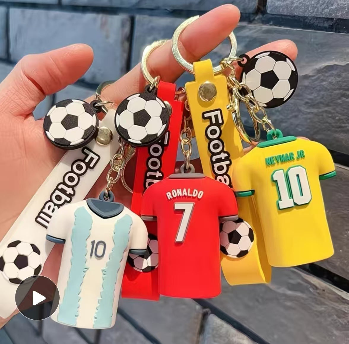 3D ! Soccer jersey keychain, pendant, World Cup car key, bag charm, NBA creative gift, Cristiano Ronaldo, Messi