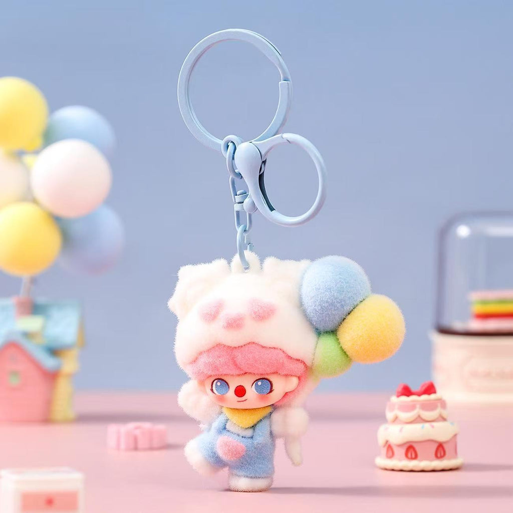 Soft silicone  Dimoo, flocked keychain charm,