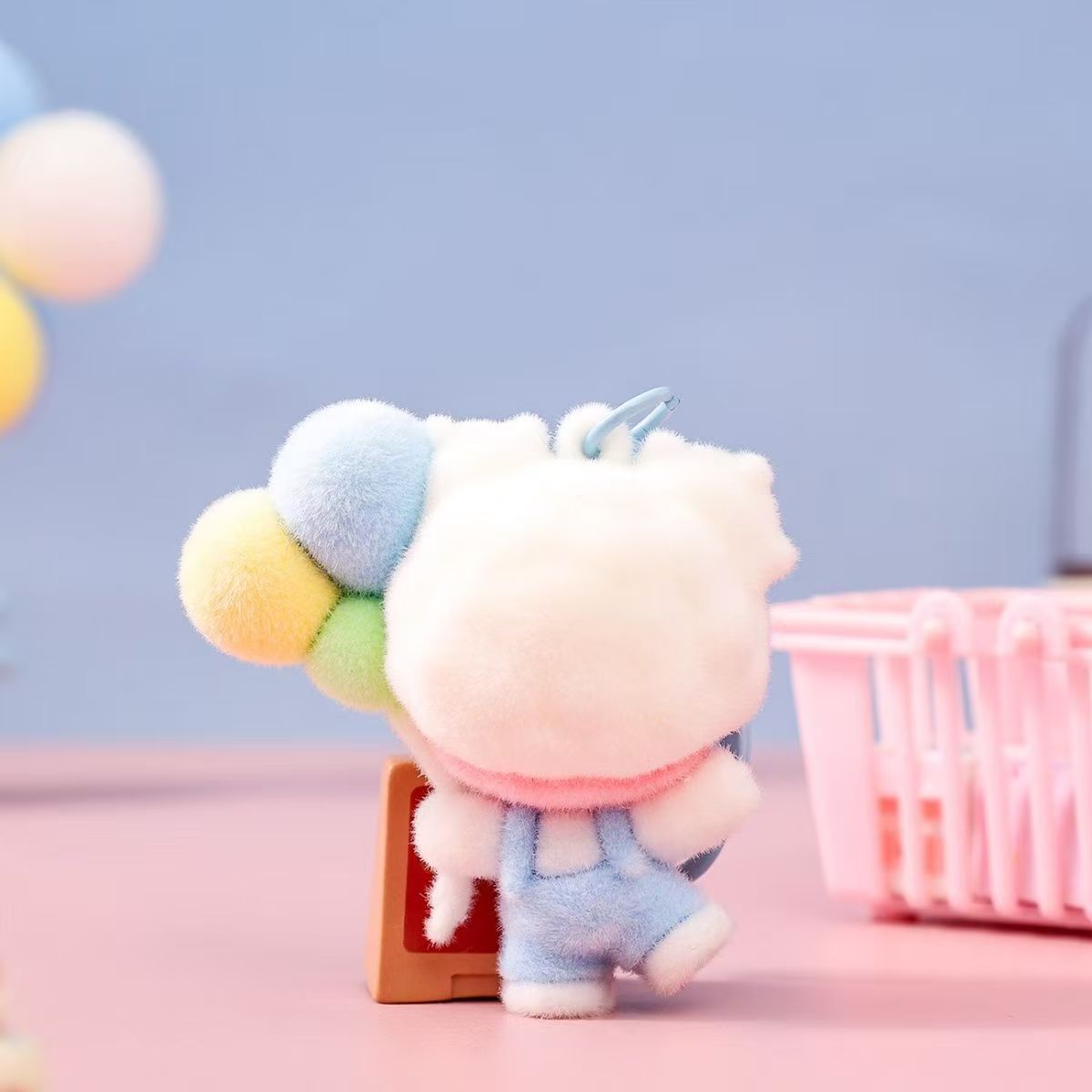 Soft silicone  Dimoo, flocked keychain charm,