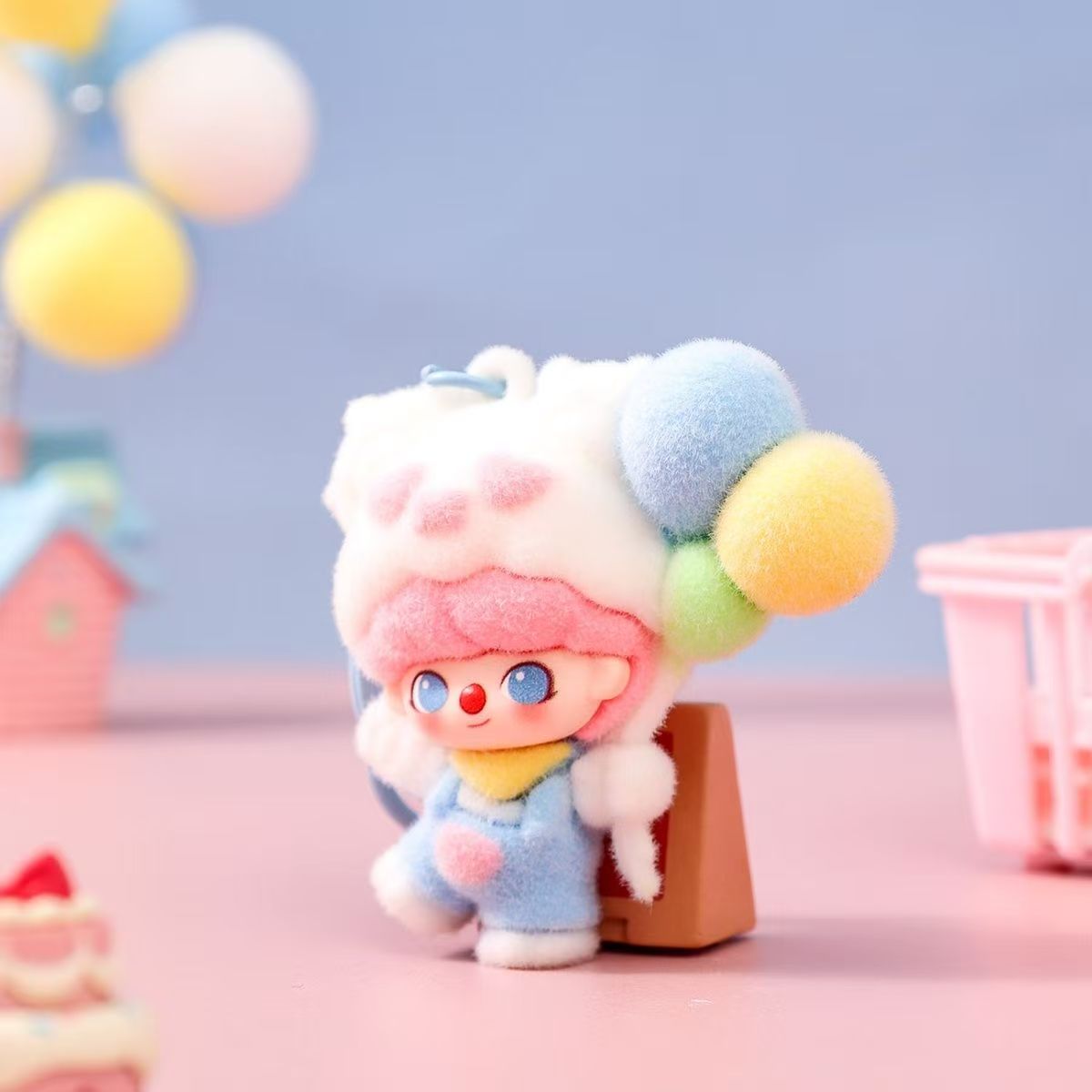 Soft silicone  Dimoo, flocked keychain charm,