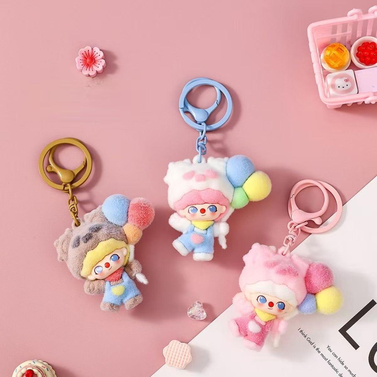 Soft silicone  Dimoo, flocked keychain charm,