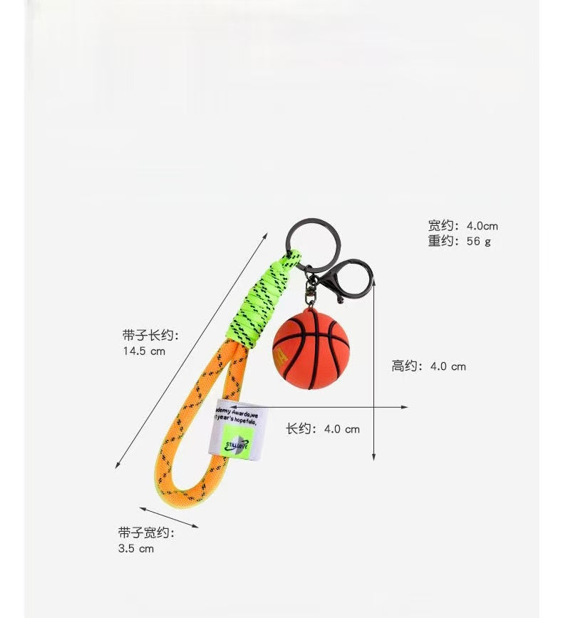 （Alloy + Silicone） Basketball keychain, pendant, realistic basketball car keychain, backpack pendant