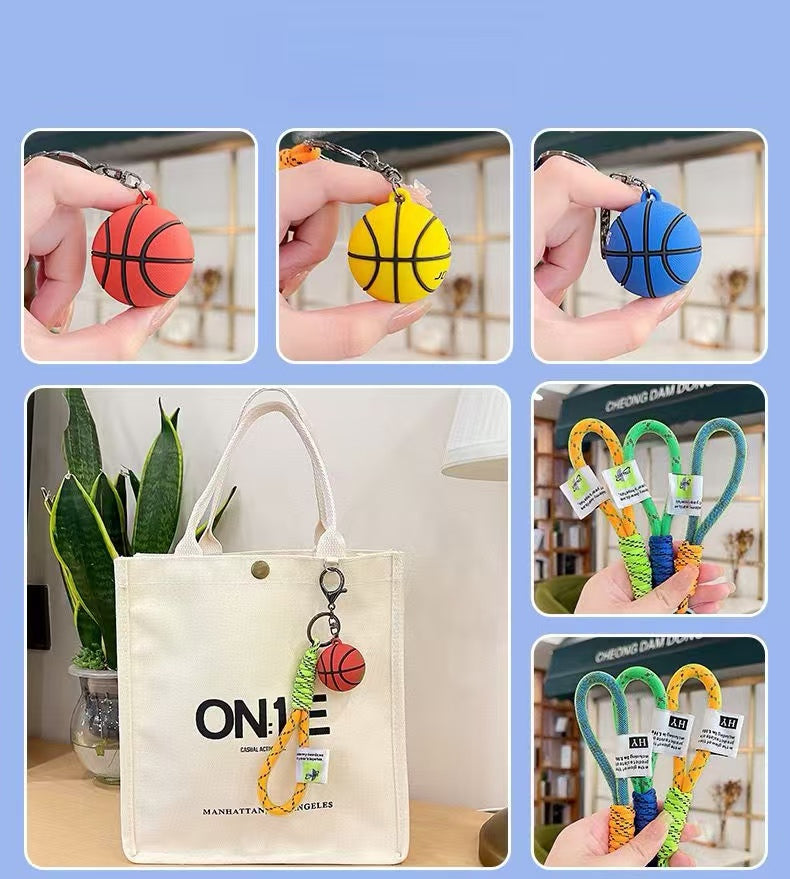 （Alloy + Silicone） Basketball keychain, pendant, realistic basketball car keychain, backpack pendant