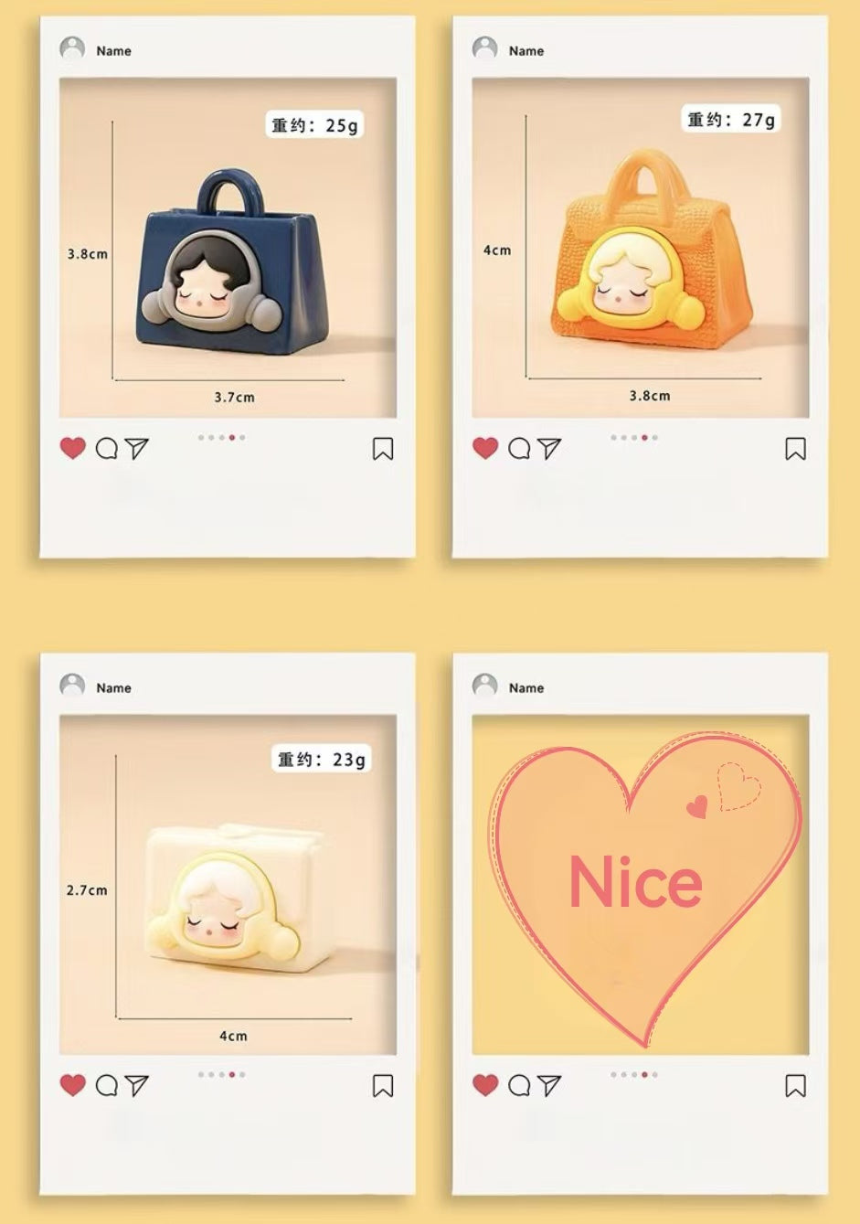 Designer handbags, cute figurines, fashionable and adorable luxury replicas, desktop decorations