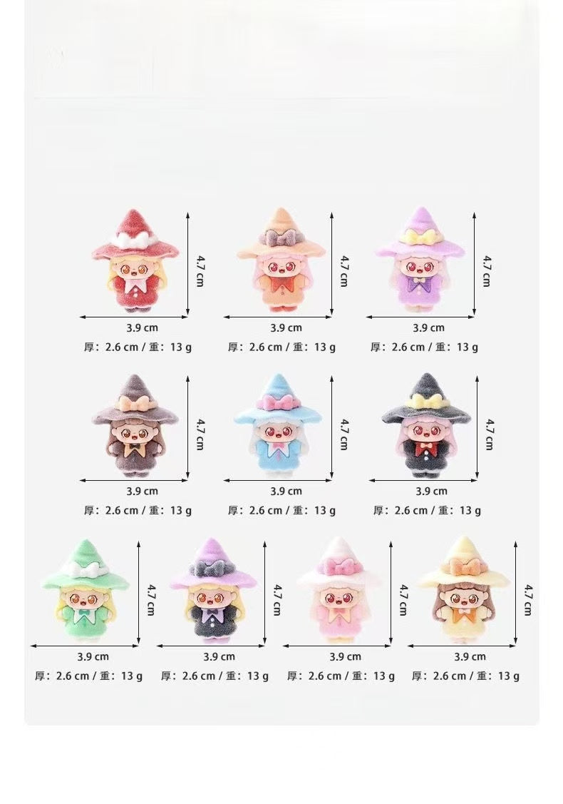 Flocked Little Witch Sweetie, Cute Mini Figurine, Cartoon Adorable Desktop Decoration