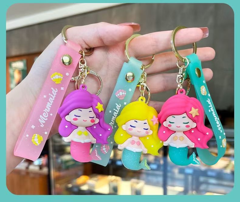 Mermaid Keychain Pendant, Cute Cartoon Soft silicone）