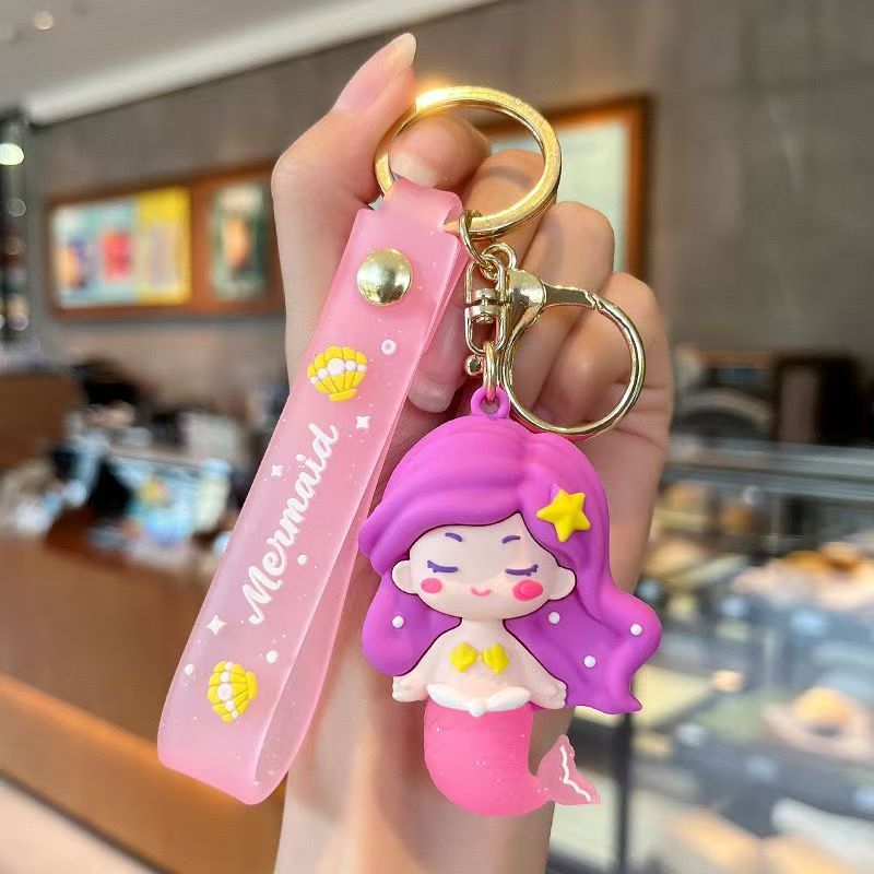 Mermaid Keychain Pendant, Cute Cartoon Soft silicone）