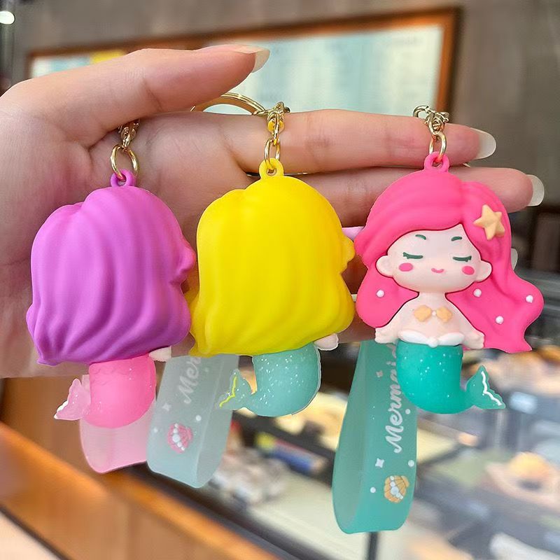 Mermaid Keychain Pendant, Cute Cartoon Soft silicone）