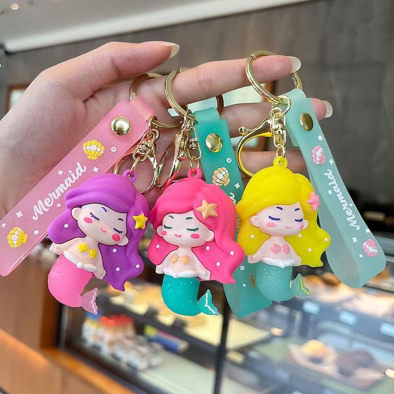 Mermaid Keychain Pendant, Cute Cartoon Soft silicone）