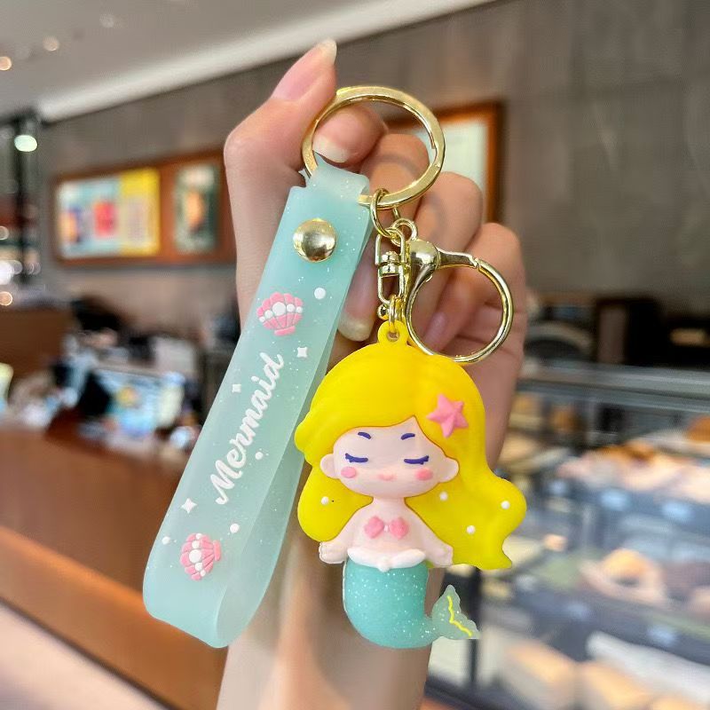 Mermaid Keychain Pendant, Cute Cartoon Soft silicone）