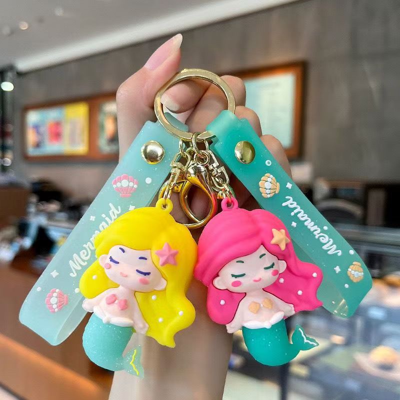 Mermaid Keychain Pendant, Cute Cartoon Soft silicone）