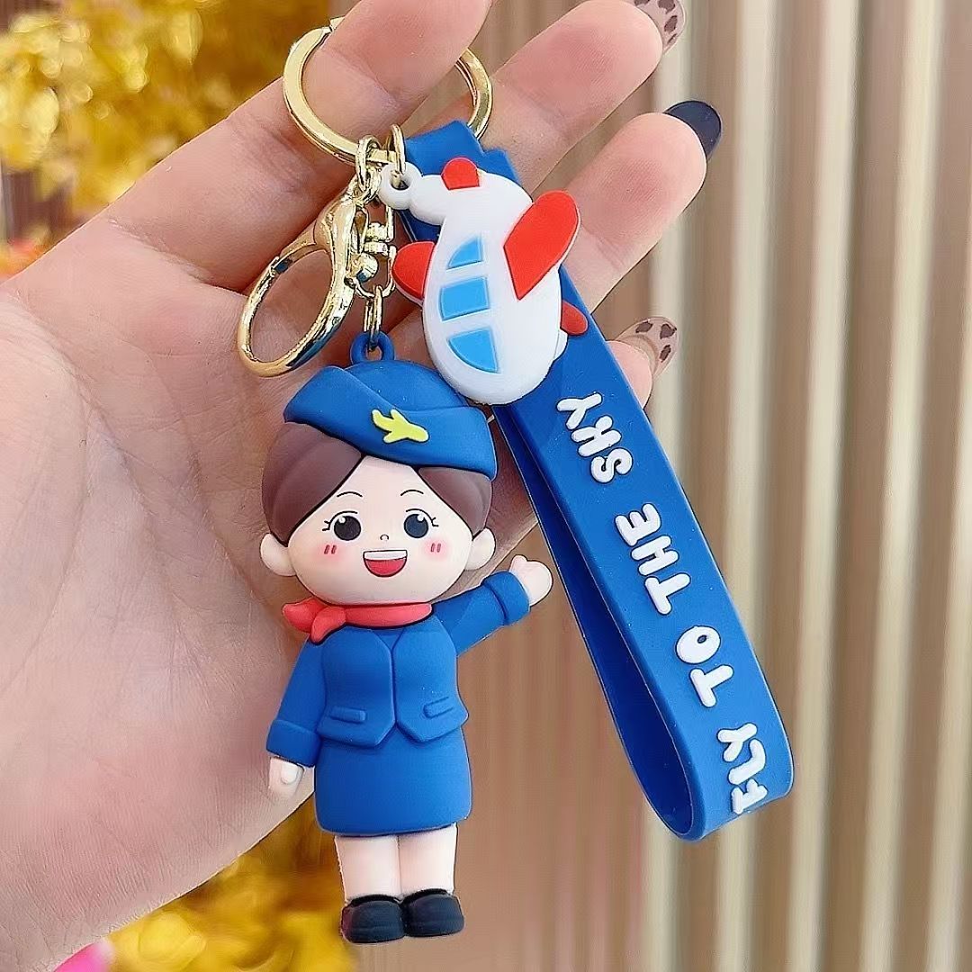 3D ! Aviation series, captain, flight attendant keychain, pendant