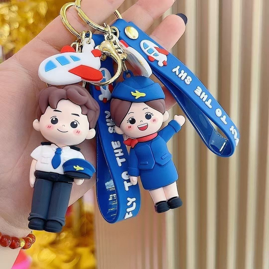 3D ! Aviation series, captain, flight attendant keychain, pendant