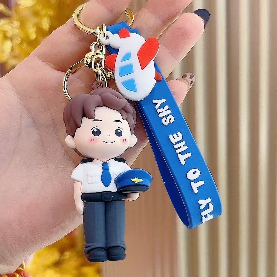 3D ! Aviation series, captain, flight attendant keychain, pendant
