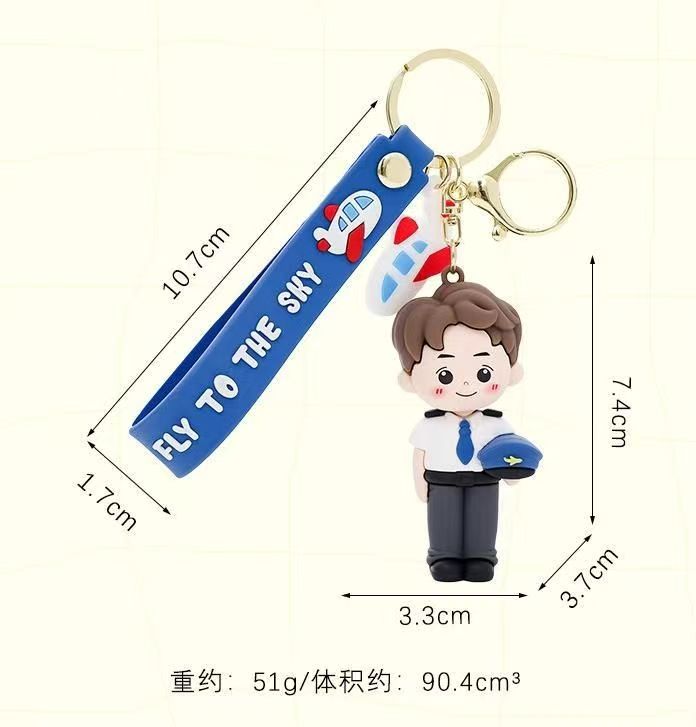 3D ! Aviation series, captain, flight attendant keychain, pendant