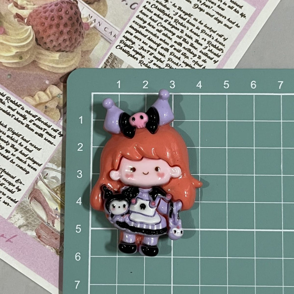 3D cute little girl magnetic refrigerator sticker 6 pcs