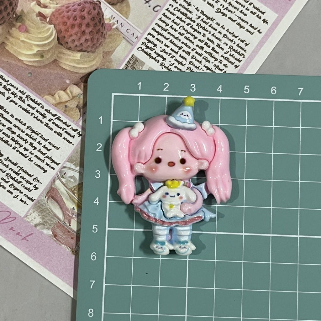 3D cute little girl magnetic refrigerator sticker 6 pcs