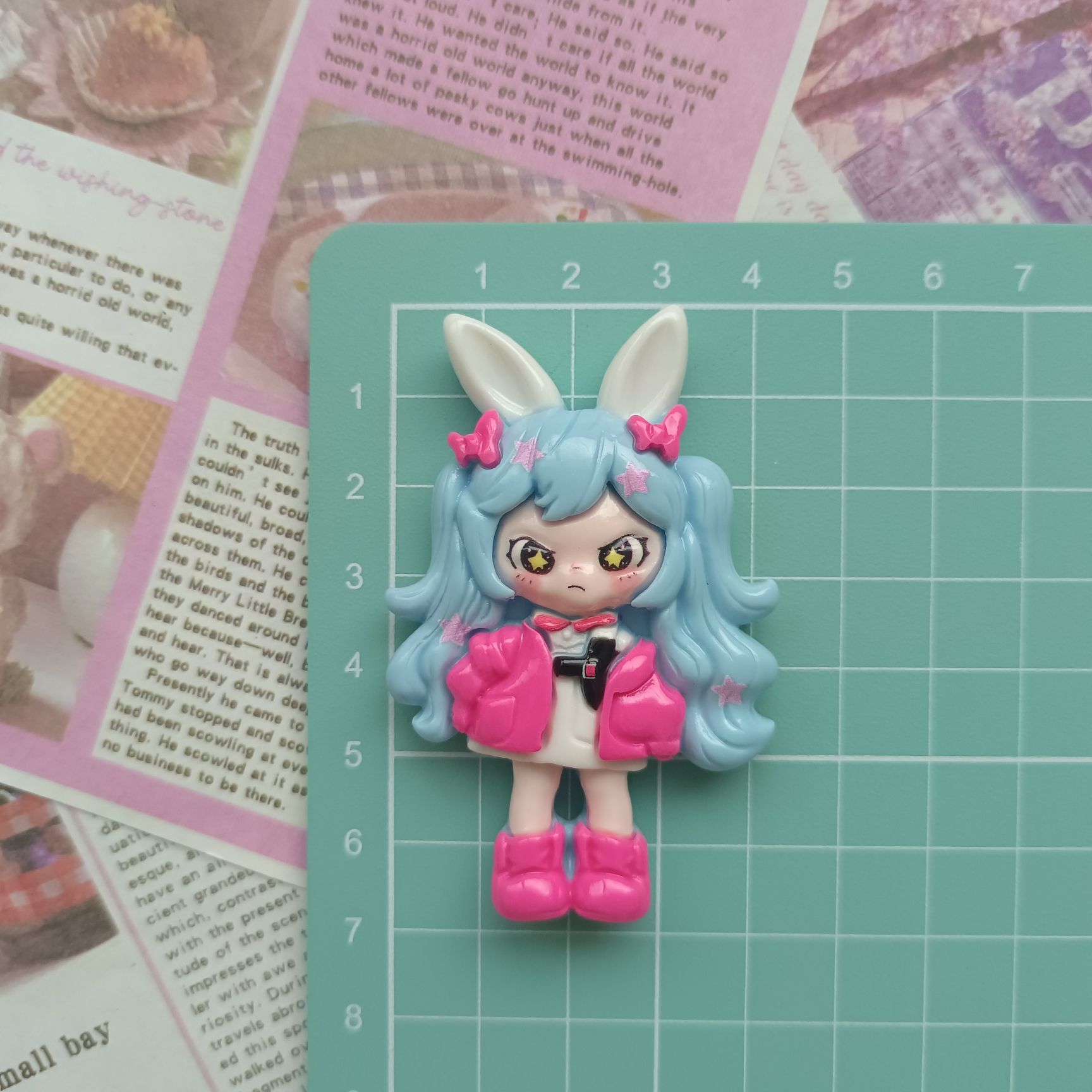 Cute and angry girl handmade refrigerator magnet 5pcs