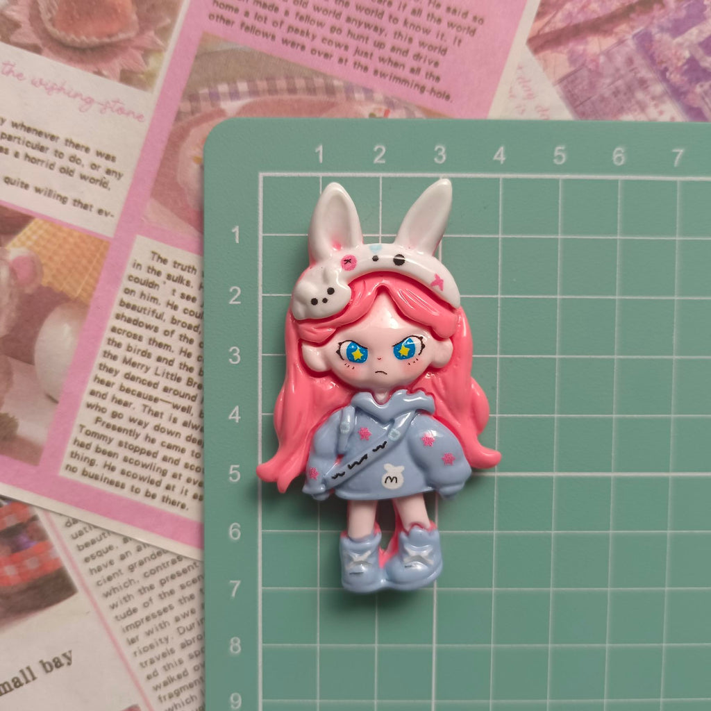 Cute and angry girl handmade refrigerator magnet 5pcs