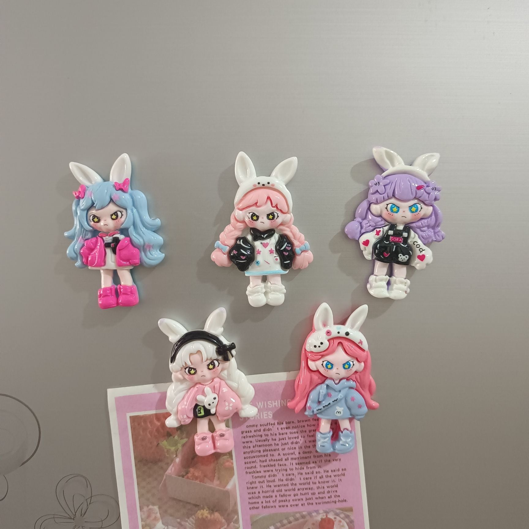 Cute and angry girl handmade refrigerator magnet 5pcs