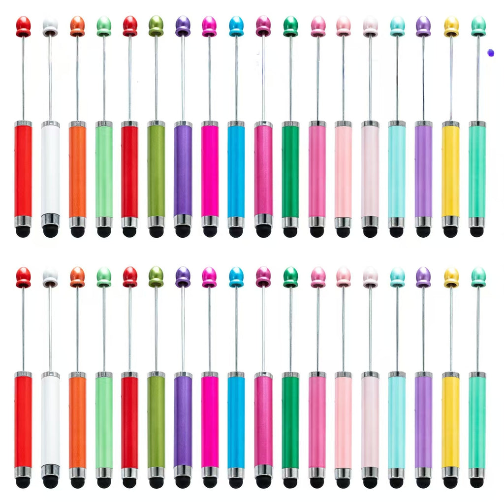 Spot DIY touch screen beaded pen 3-in-1 beaded ballpoint pen creative multi-functional advertising gift pen plastic pen
