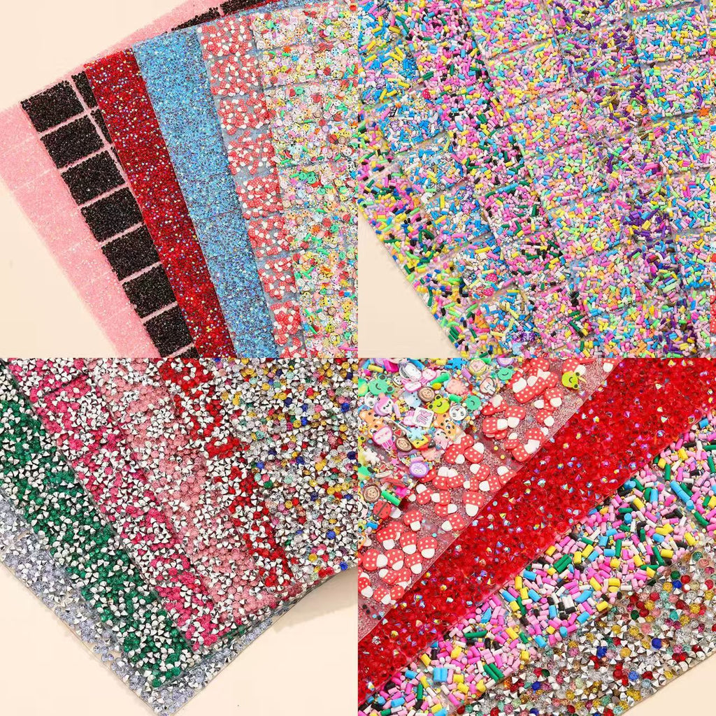 19-Type pointed bottom rhinestone with resin cylinder mixed double-sided rubber drill piece [whole piece 24 * 40cm small square 3 * 4cm]