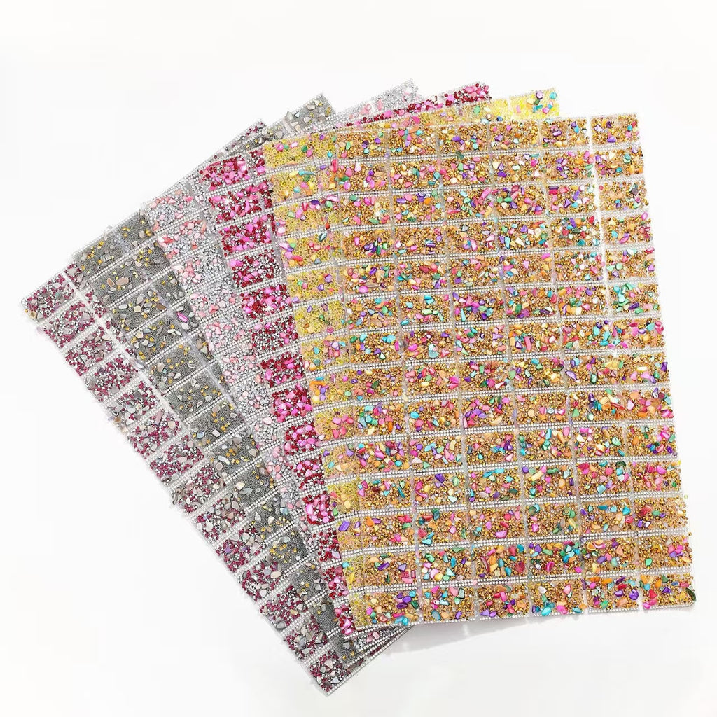 tape:6-Color Pointed bottom rhinestone with colored gravel double-sided tape square drill piece [whole piece 24 * 40cm small square 3 * 4cm]